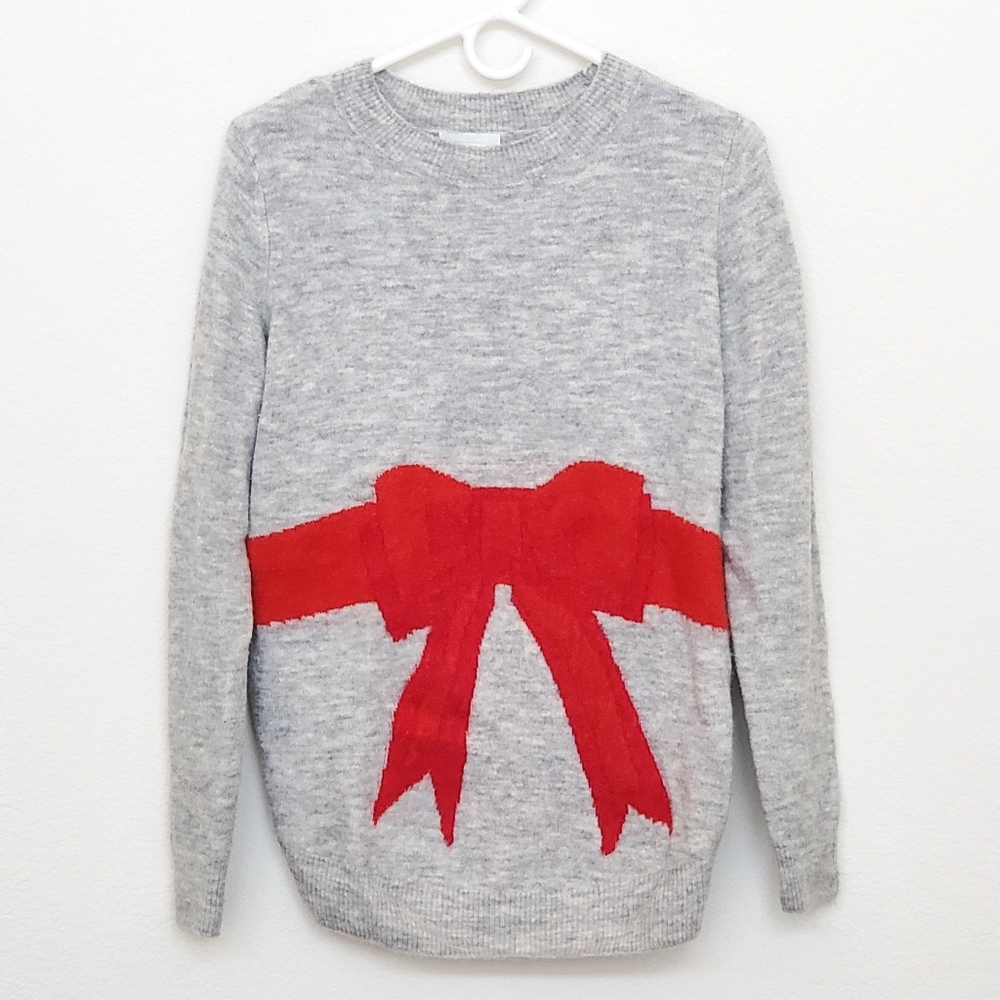 Grey Maternity Bow Sweater